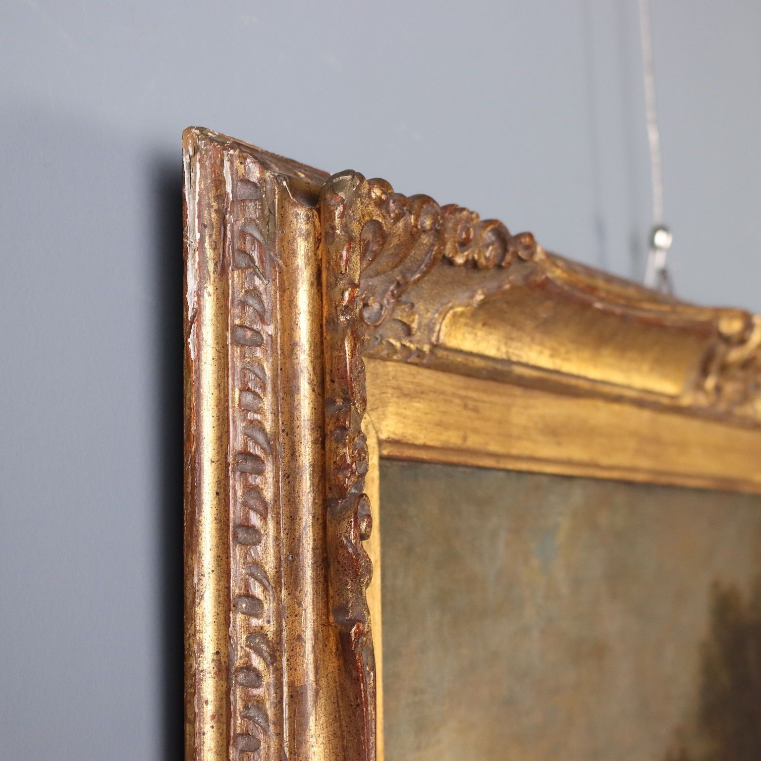 photo furniture Antiek schilderij, landschap met figuren, olieverf op doek, 18e eeuw