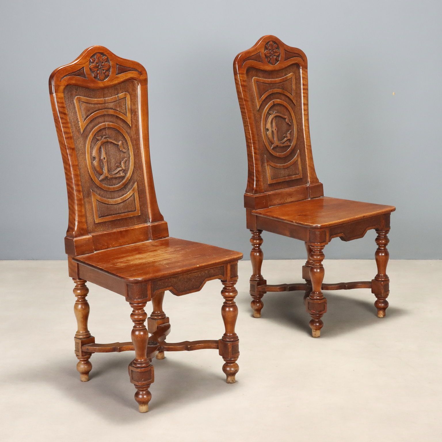 Chairs Baroque Style Carved Wood Italy XIX Century