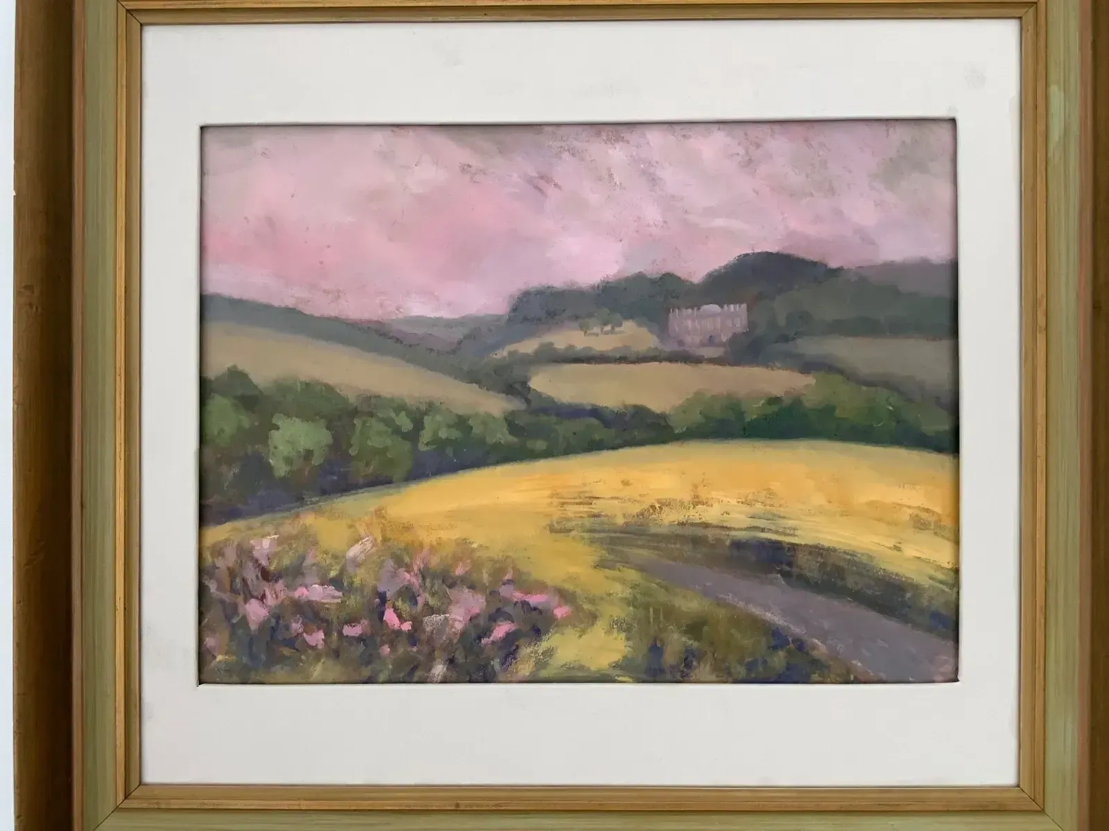 Vintage Original Oil Painting Sunset In Wentworth Landscape By R.Grinberg, 2000s photo for sale