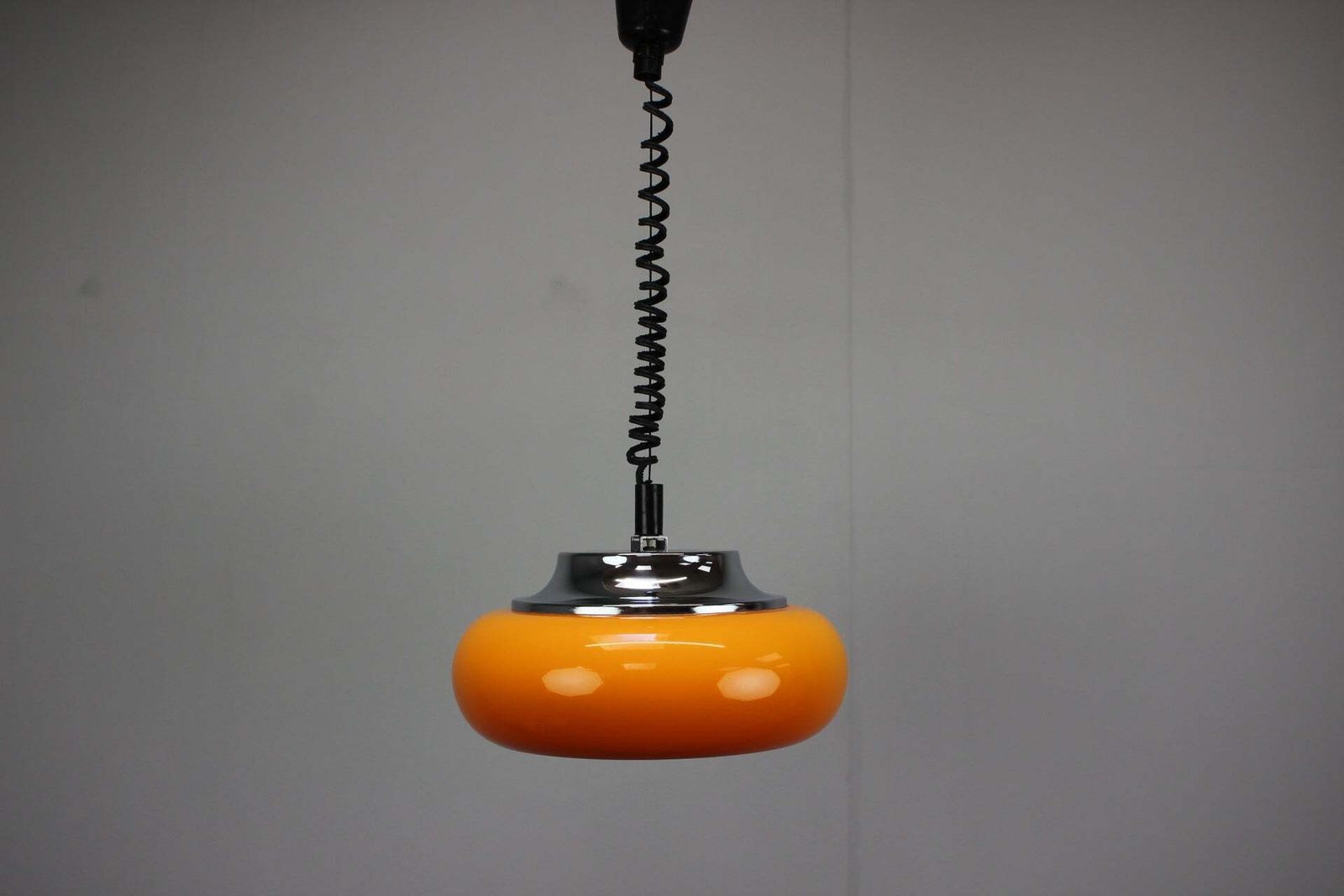 Harvey Guzzini Orange Space Age Pendant Lamp, Italy, 1970s photo furniture