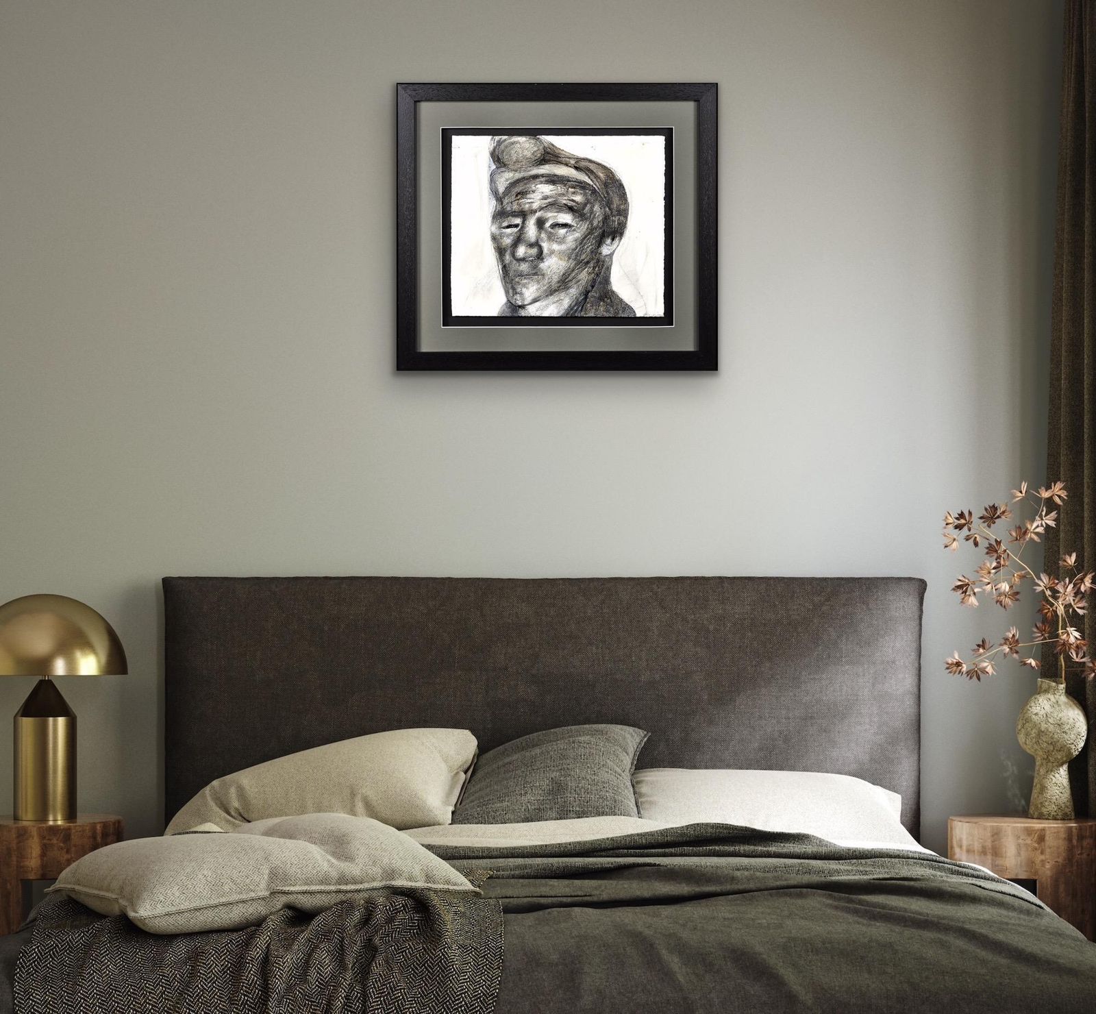 photo for sale Jack Crabtree, geb. 1938. Welshe mijnwerker. Mixed media. Ingelijst sociaal-realistisch kunstwerk, jaren 1970. Steenkoolmijnbouw in Zuid-Wales. Modern Brits, 20e eeuw.