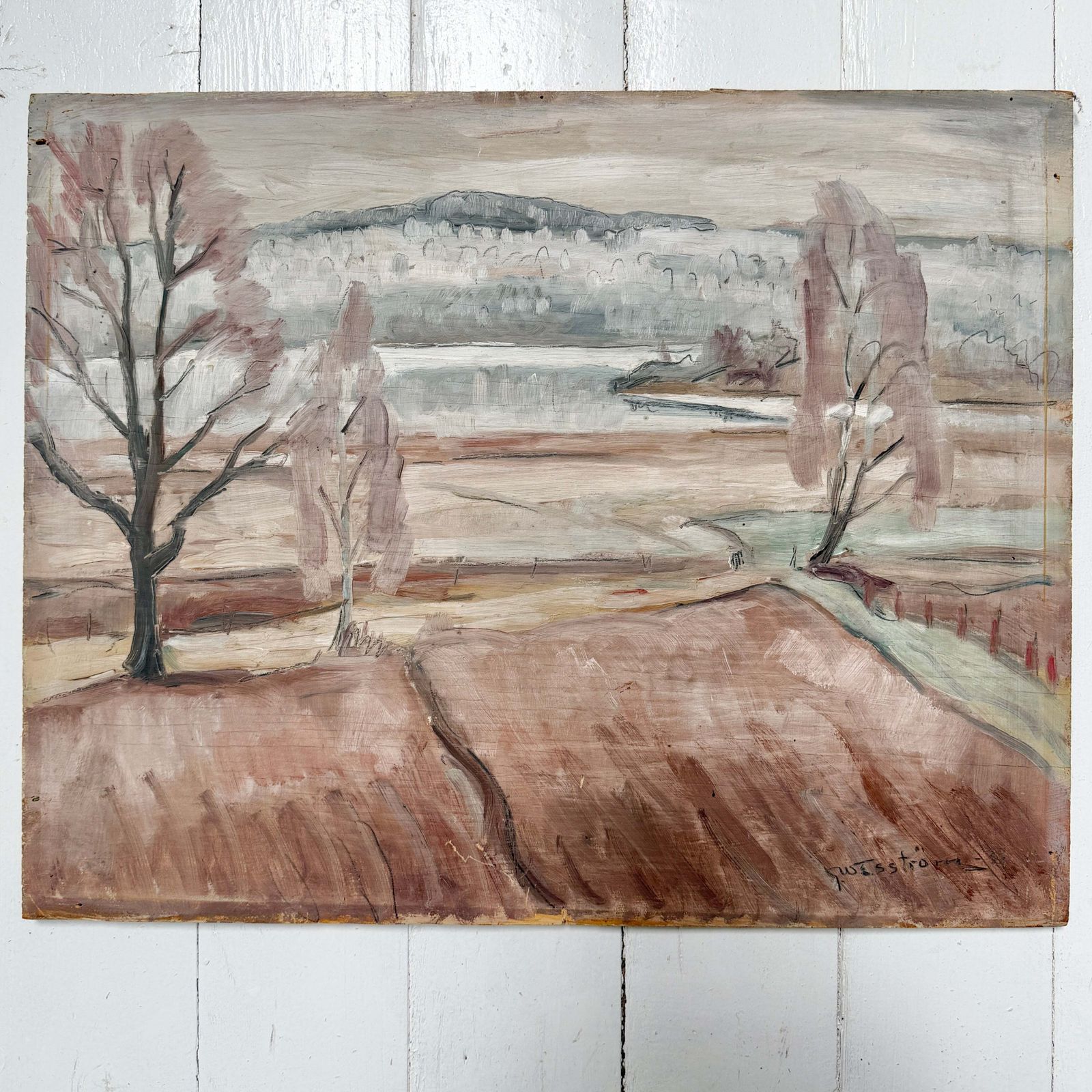 The Secret Romance. Landscape With Portrait. 1933. Double Sided Oil Painting By Gösta Wesström photo buy