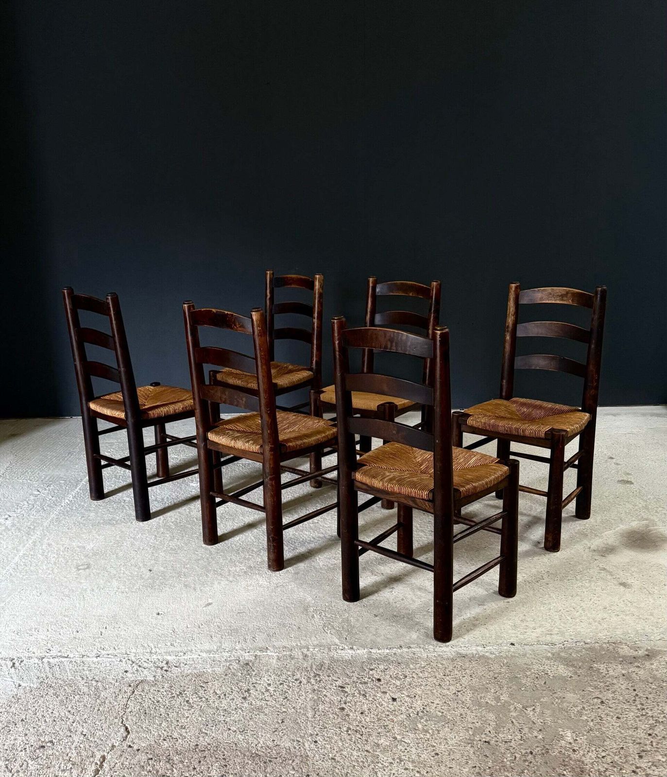 Franse Provinciale Design Eetkamerstoelen van Georges Robert, Frankrijk jaren 1940 photo vintage