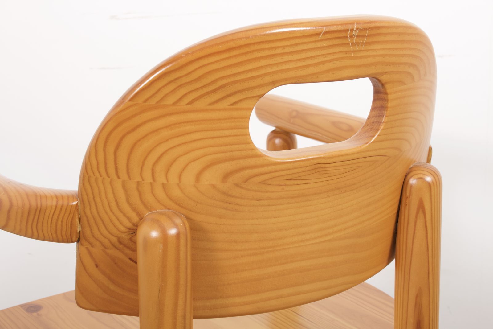 Vintage 1970s Solid Pine Chair With Arms In The Manner Of Rainer Daumiller Made In Germany photo for sale