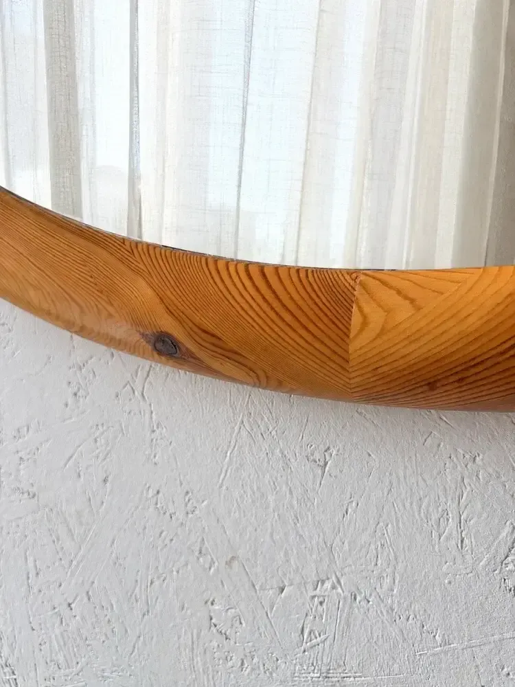Oval Pine Mirror Glasmaster Markaryd Sweden 1970s photo Home Decor