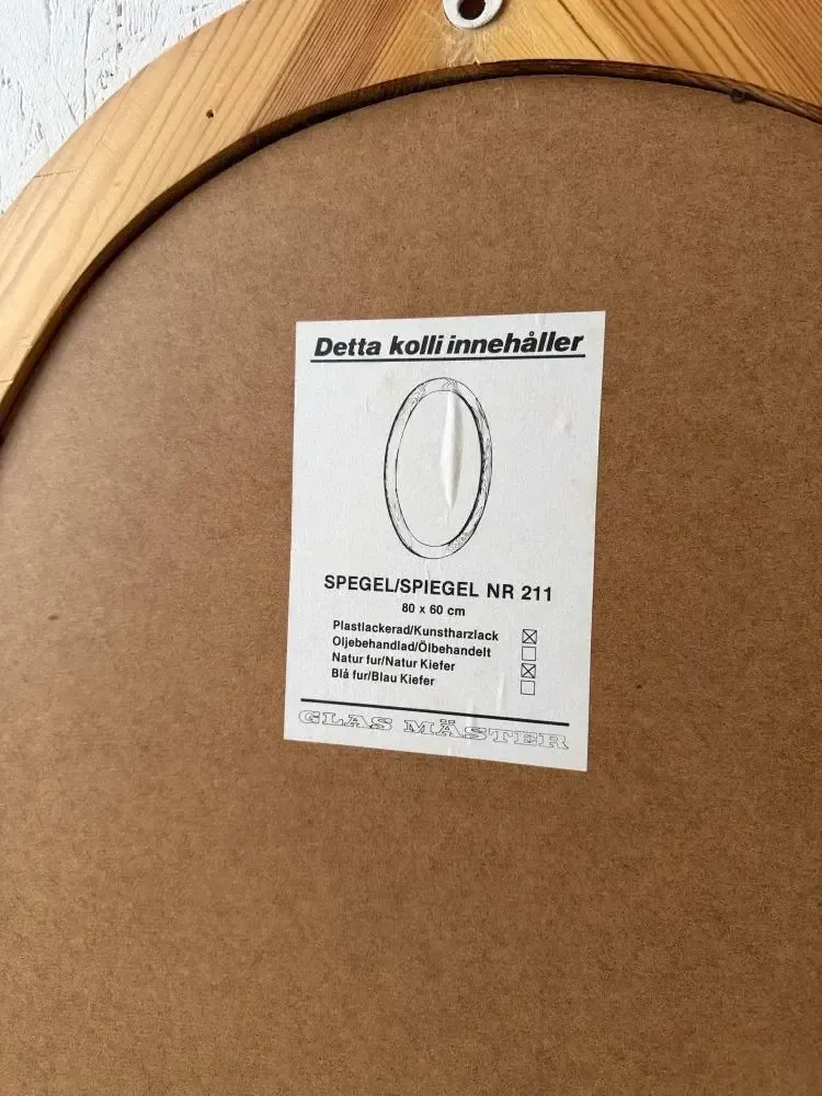 photo vinterior Ovale Grenen Spiegel Glasmaster Markaryd Zweden jaren 1970