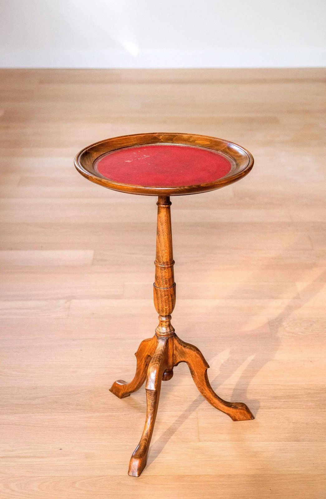 Antique Mahogany Wine Table   Georgian Tripod Table   Red Leather Top   English Side Table photo furniture
