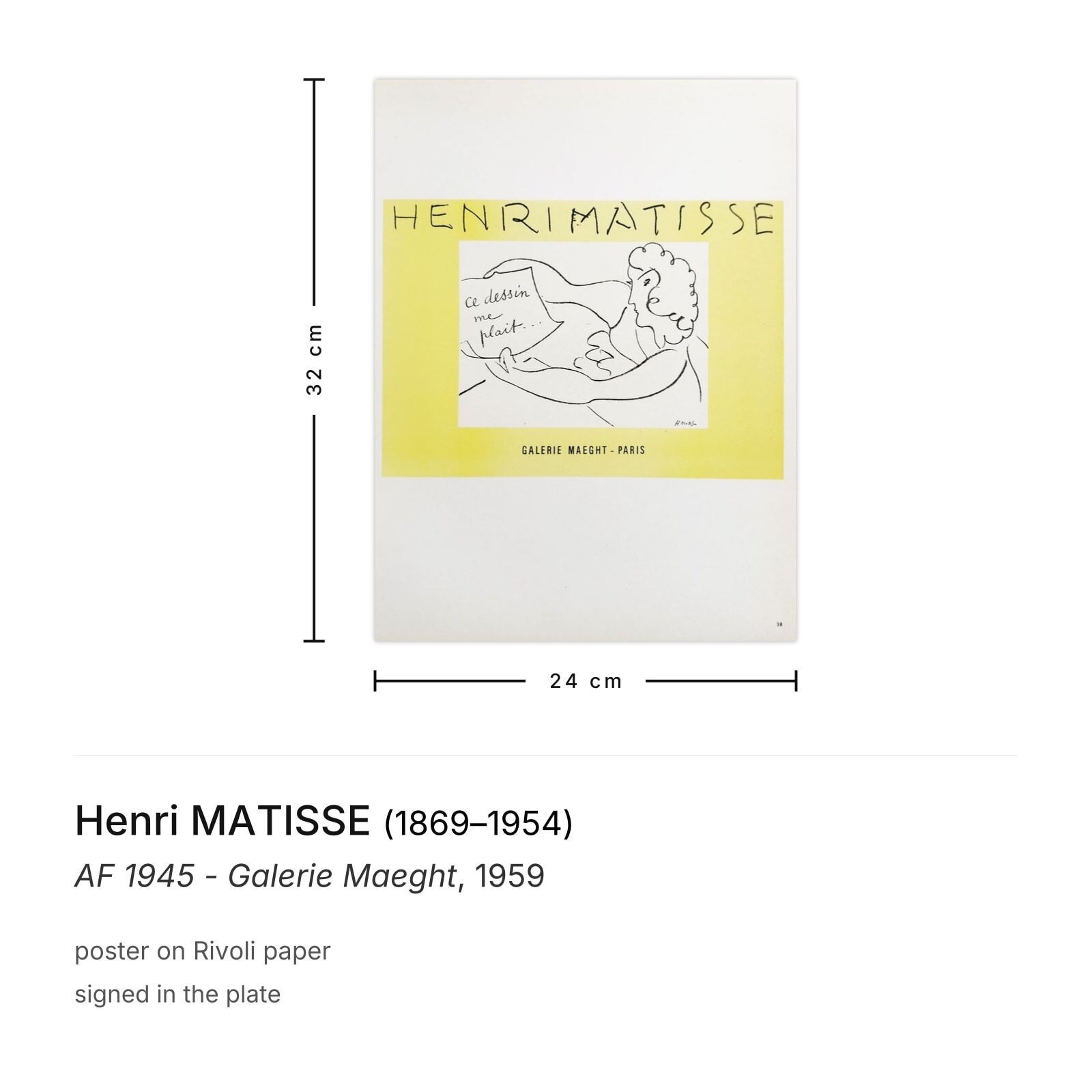 Henri Matisse Poster Af 1945   Galerie Maeght 1959 photo furniture