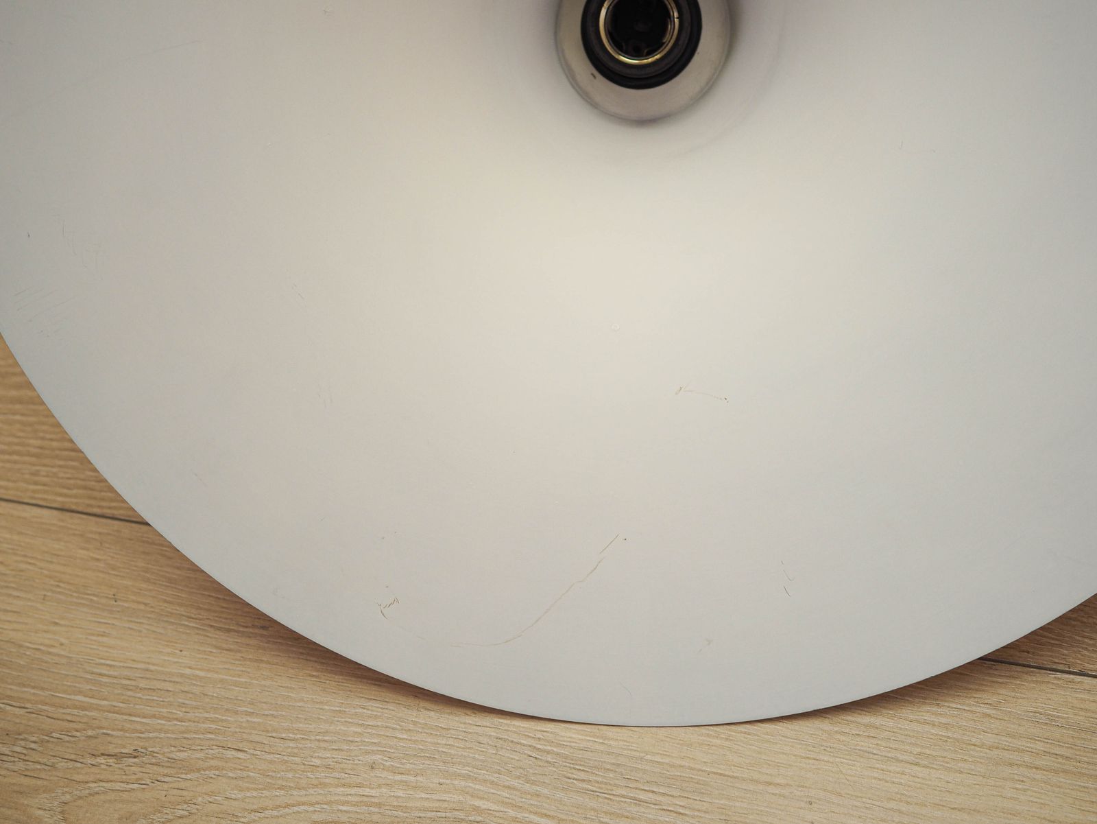 photo for sale Deense Hanglamp Ca. Jaren 1960 Met Oranje Metalen Kap In Scandinavisch Modern Stijl