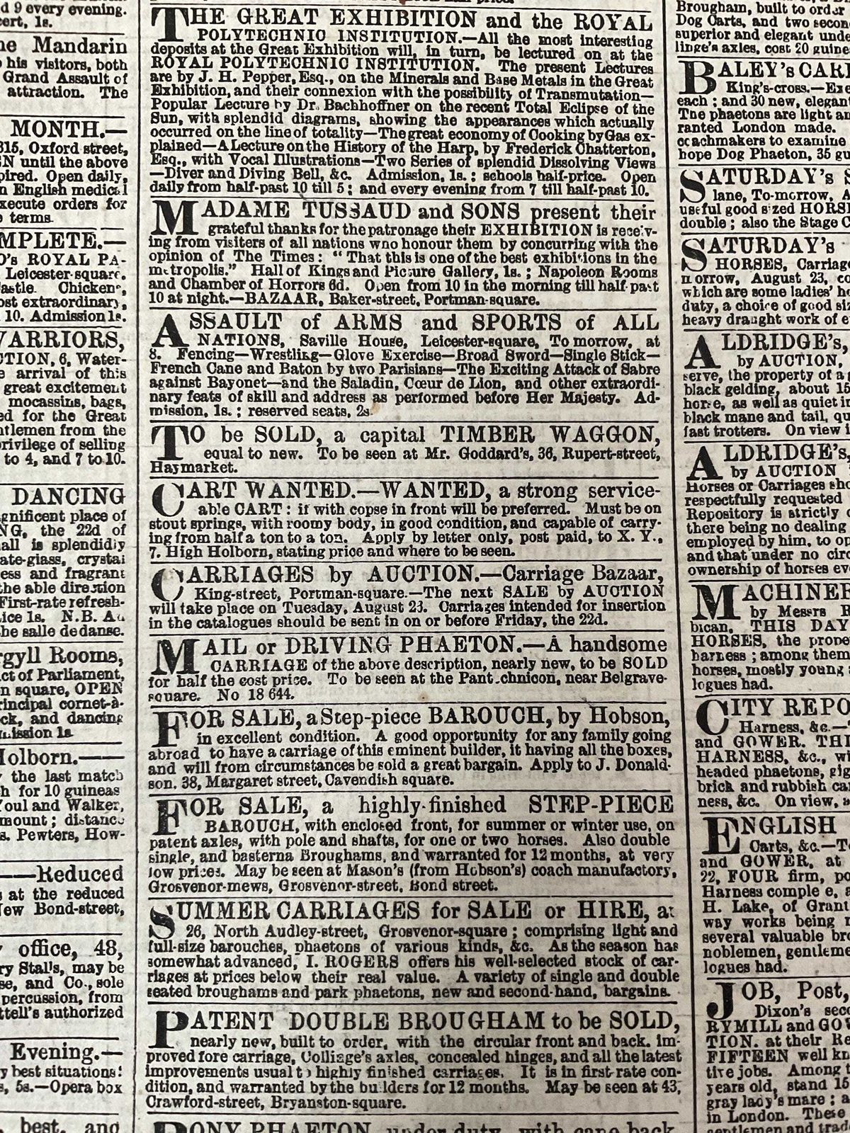 The Times Newspaper augustus 1851, complete maandreeks, Victoriaanse dagbladen met supplementen photo 265.0
