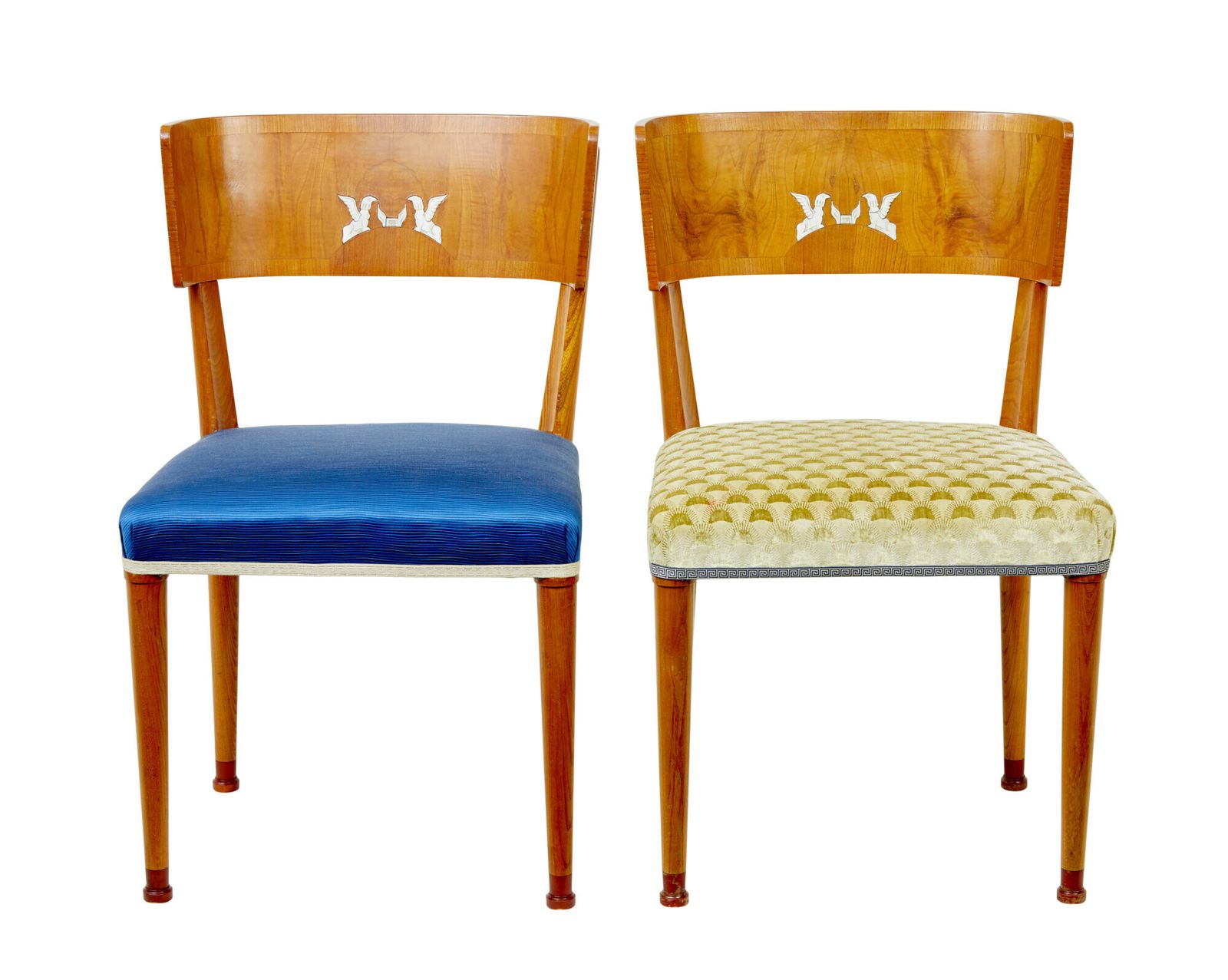 photo for sale Rare Set Of Swedish Art Deco Elm Klismos Dining Chairs