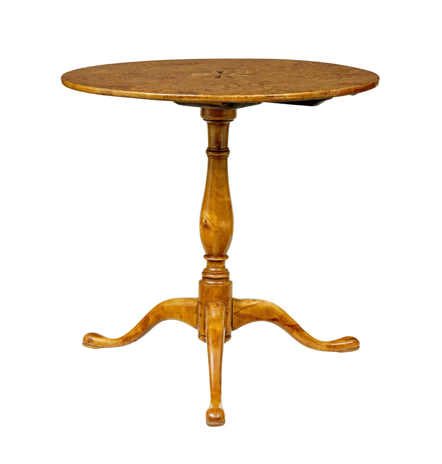 Zweedse ingelegde wortelberken bijzettafel, midden 19e eeuw photo furniture