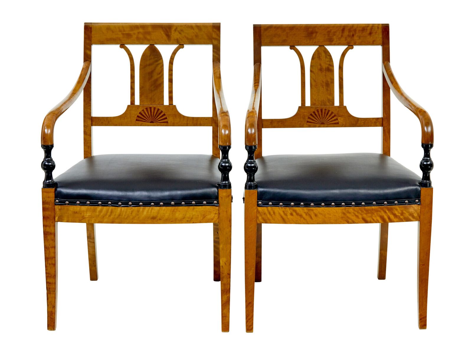 Paar art deco fauteuils van Scandinavisch berkenhout photo vintage