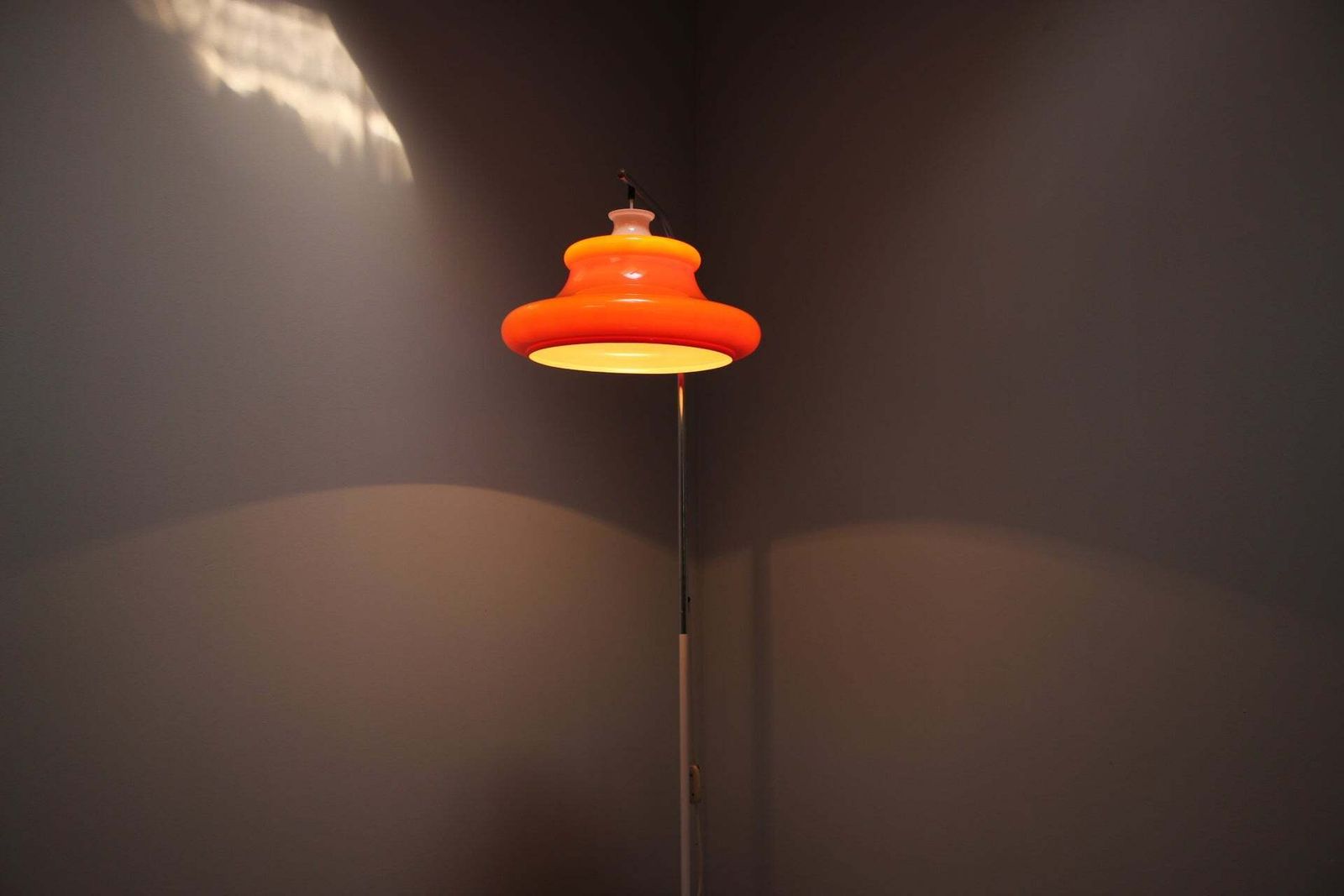 photo for sale Vintage 1970s Hungarian Space Age Orange Plastic And Chrome Floor Lamp