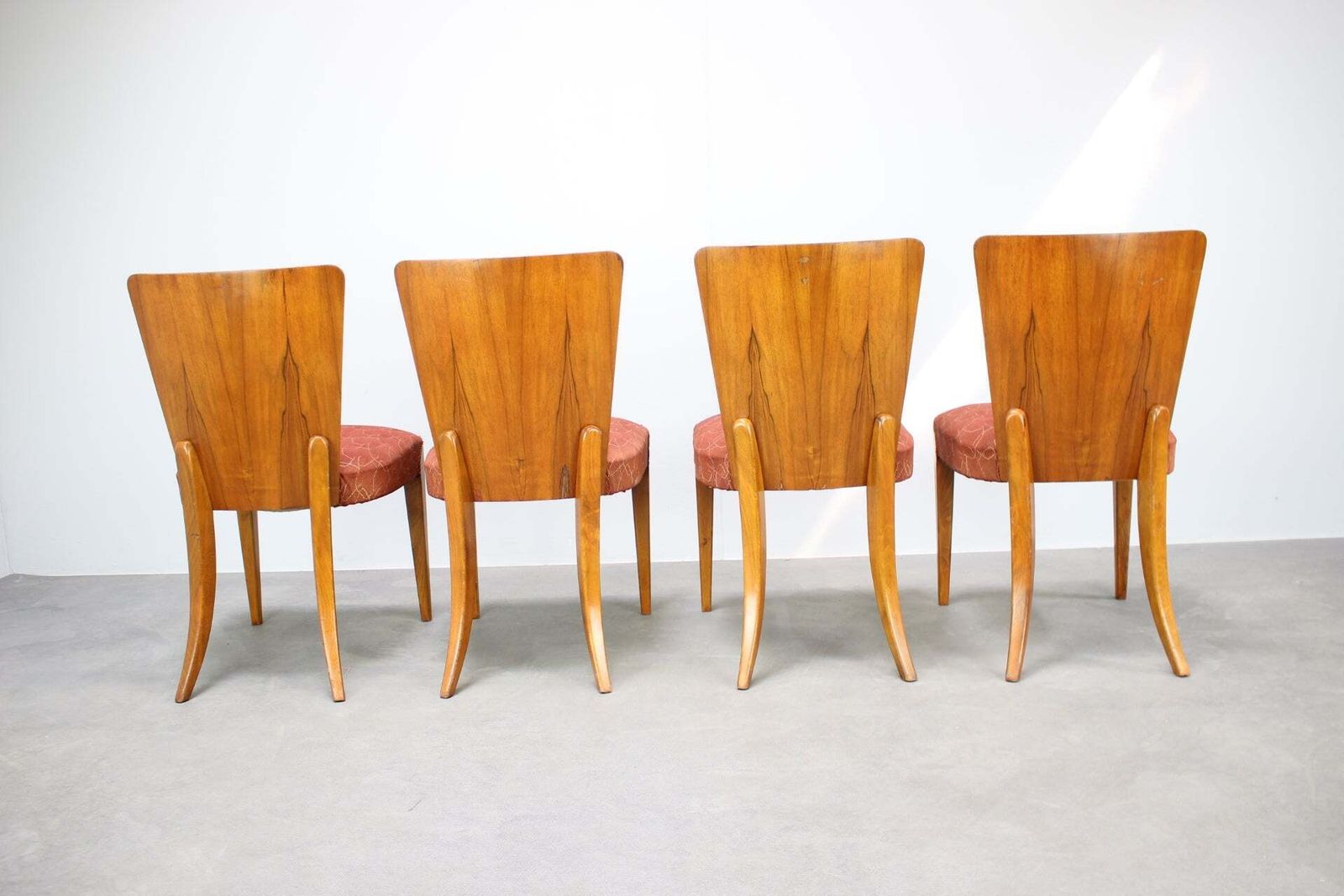 Set van vier Jindrich Halabala eetkamerstoelen, Tsjecho-Slowakije, jaren 1950 photo buy
