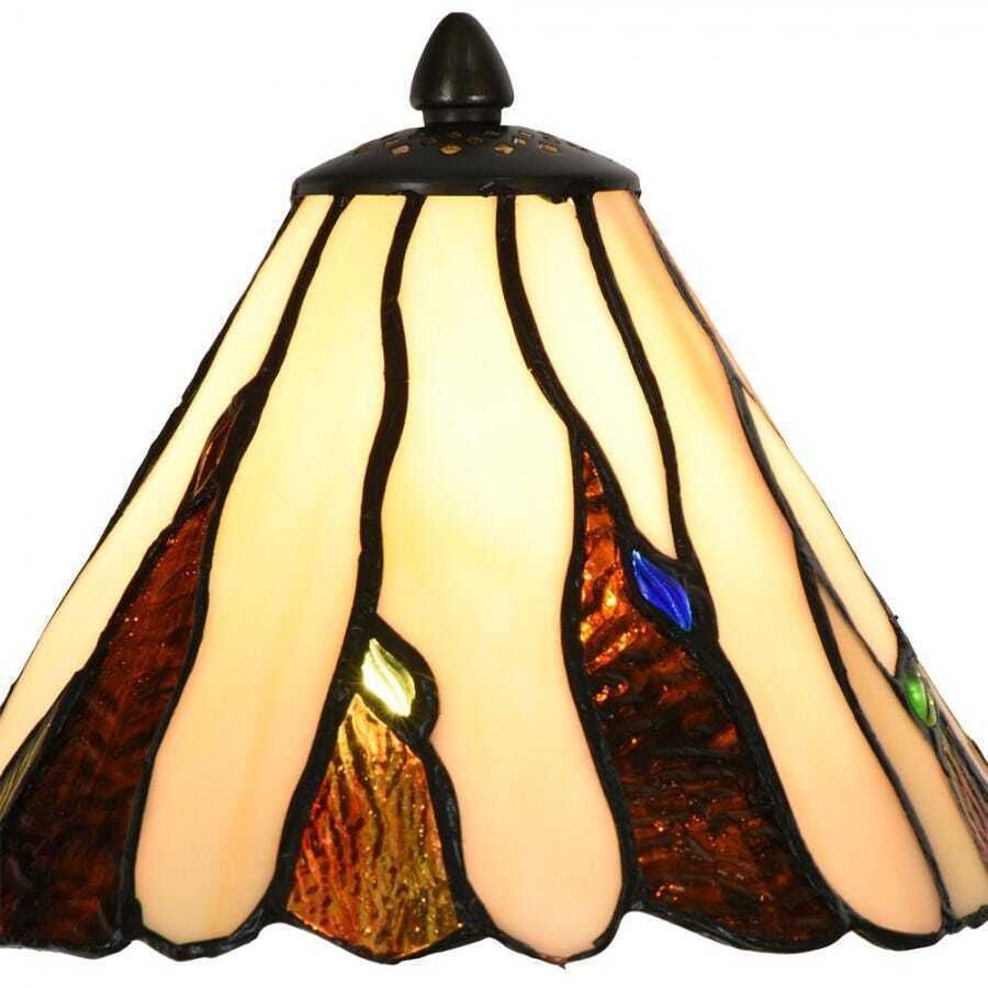 Elegante art deco Tiffany-stijl tafellamp, beige en bruin glas, 20 x 60 cm, klassieke verlichting voor thuis photo Verlichting