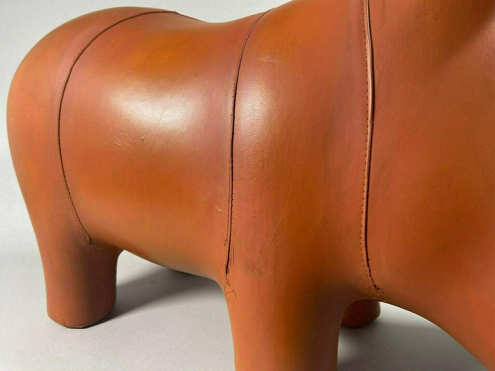 Vintage Dimitri Omersa Style Skin Footstool 1970 Handmade Hippo photo vinterior