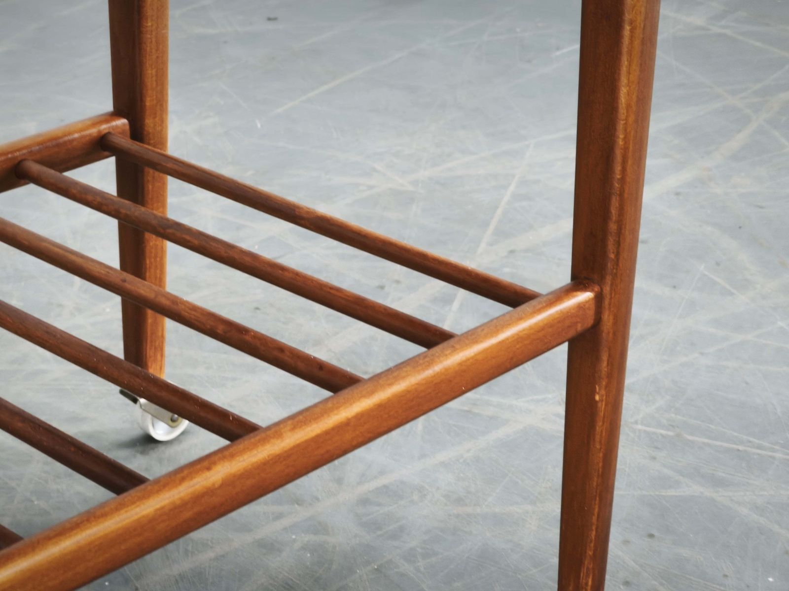 1960s Danish Modern Teak Serving Trolley Side Table On Wheels photo for sale
