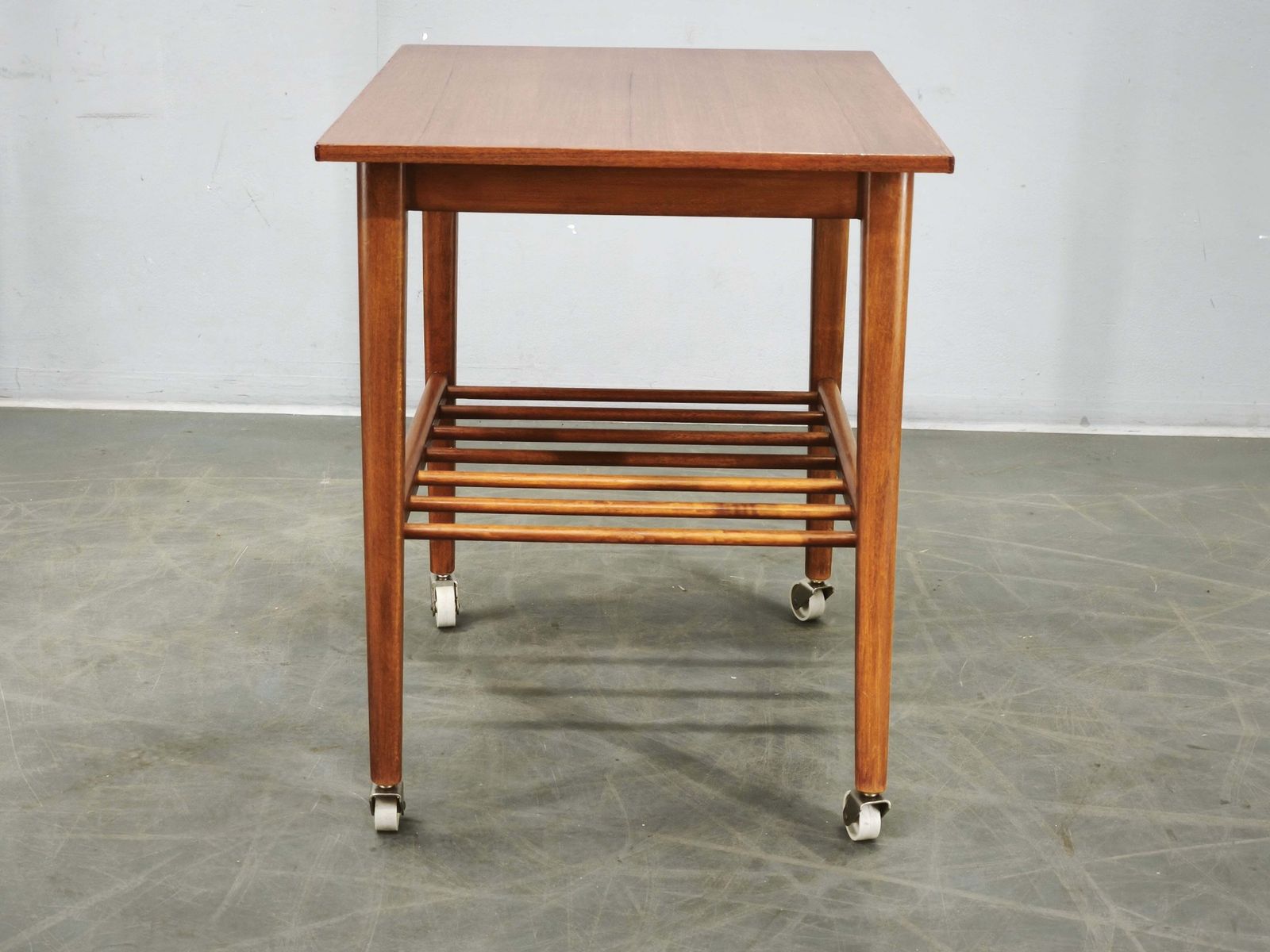 photo for sale 1960s Danish Modern Teak Serving Trolley Side Table On Wheels
