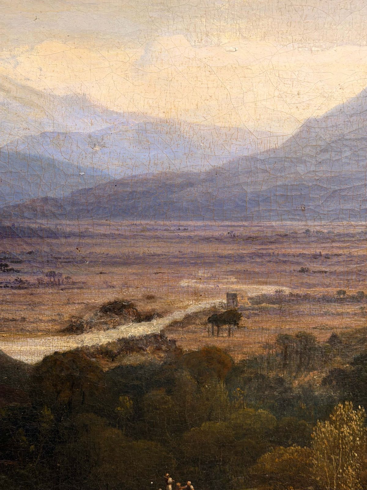 photo for sale Fine Victorian Painting Figures Resting In Expansive Highland Mountain Landscape
