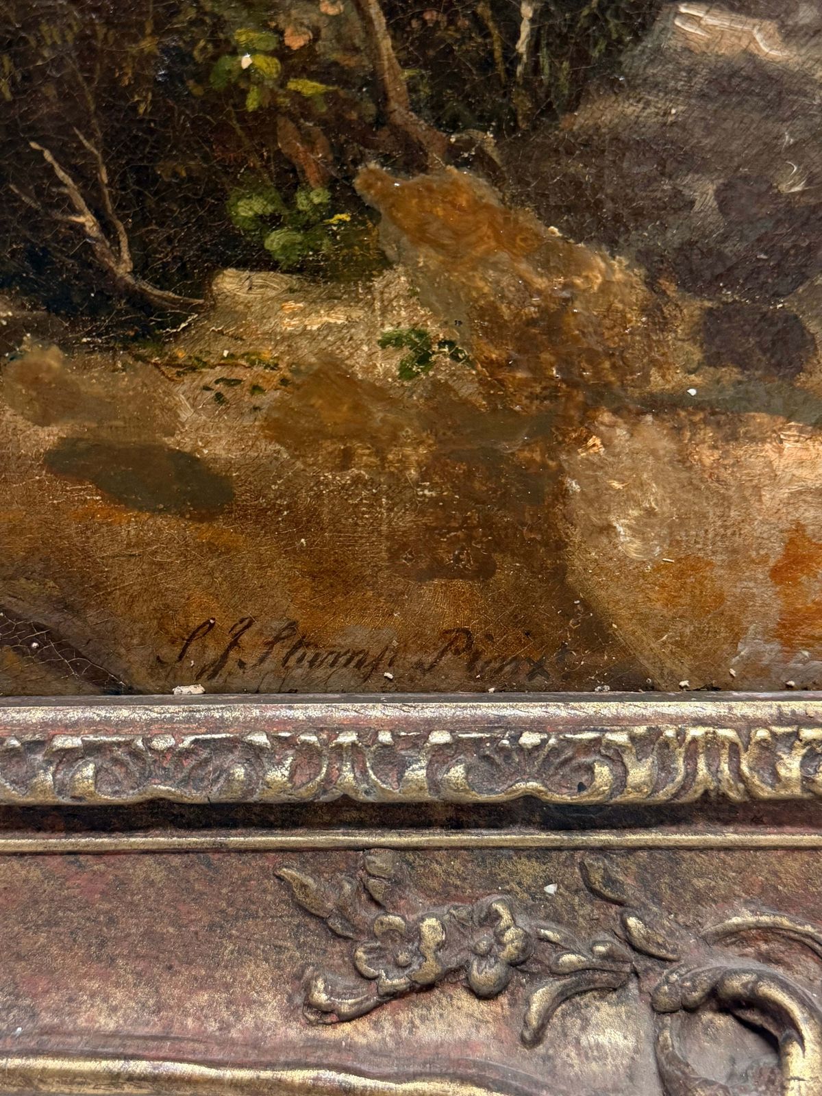 Art Fine Victorian Painting Figures Resting In Expansive Highland Mountain Landscape photo