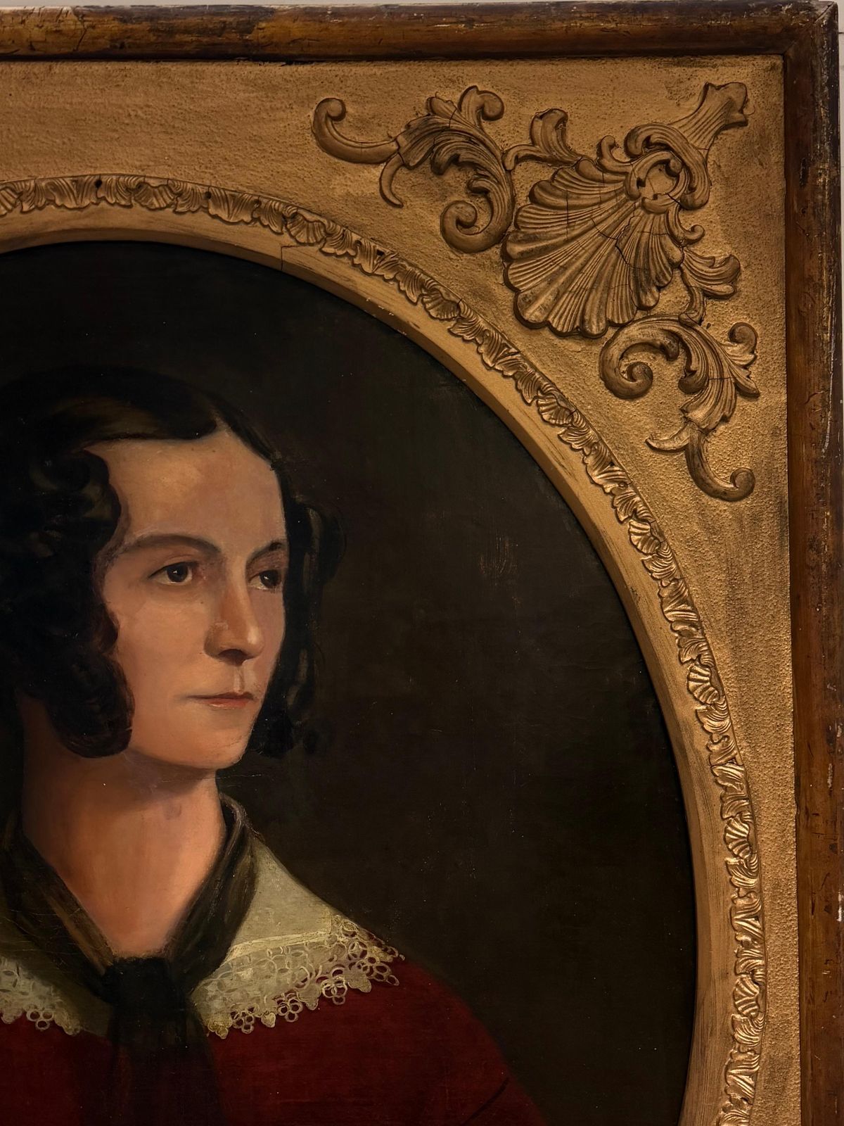 Portrait victorien d'une dame en robe rouge, peinture à l'huile britannique d'époque photo for sale