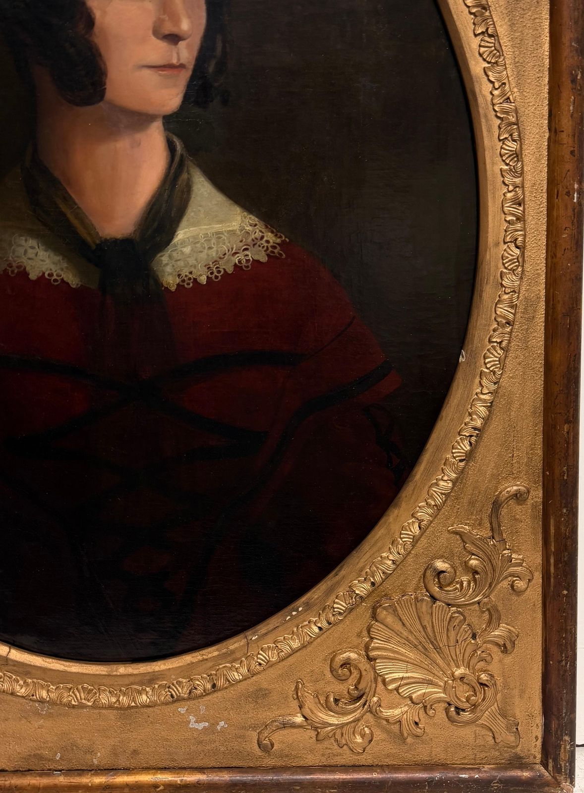 Portrait victorien d'une dame en robe rouge, peinture à l'huile britannique d'époque photo Art