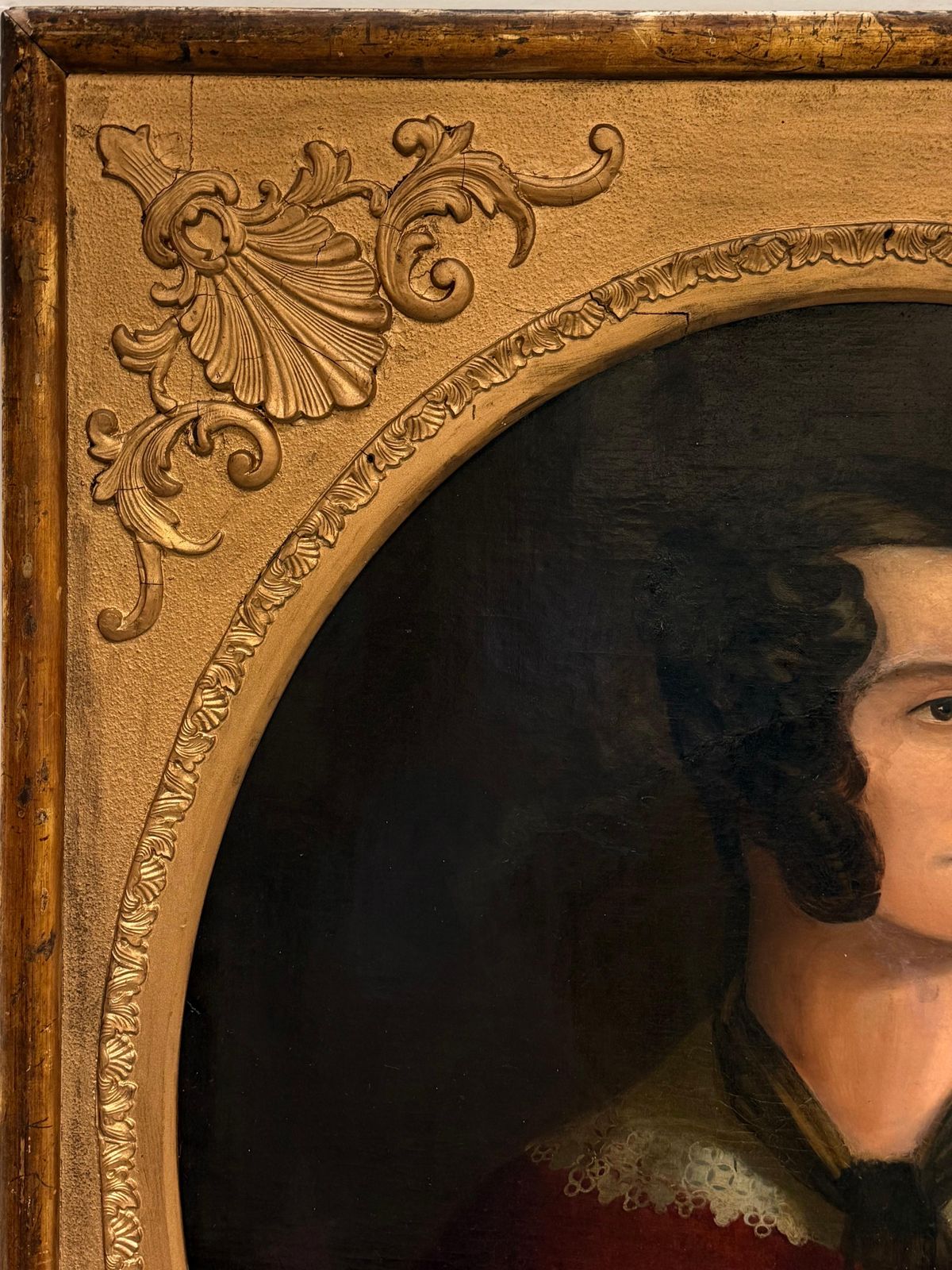 Portrait victorien d'une dame en robe rouge, peinture à l'huile britannique d'époque photo 1734.0