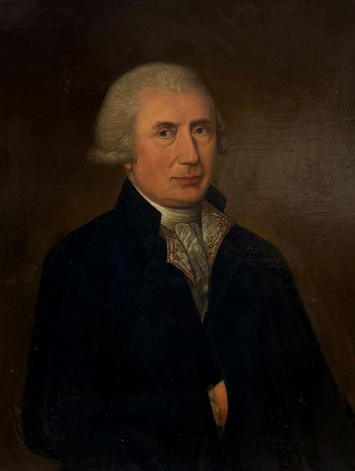 Portrait d'un gentilhomme en redingote bleue, école anglaise du XVIIIe siècle, peinture à l'huile photo furniture