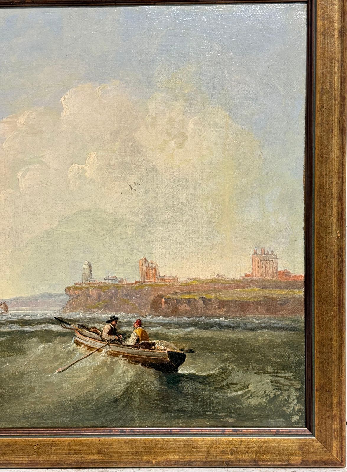 Peinture marine britannique du XIXe siècle, voiliers au large de Tynemouth Priory & Castle photo for sale