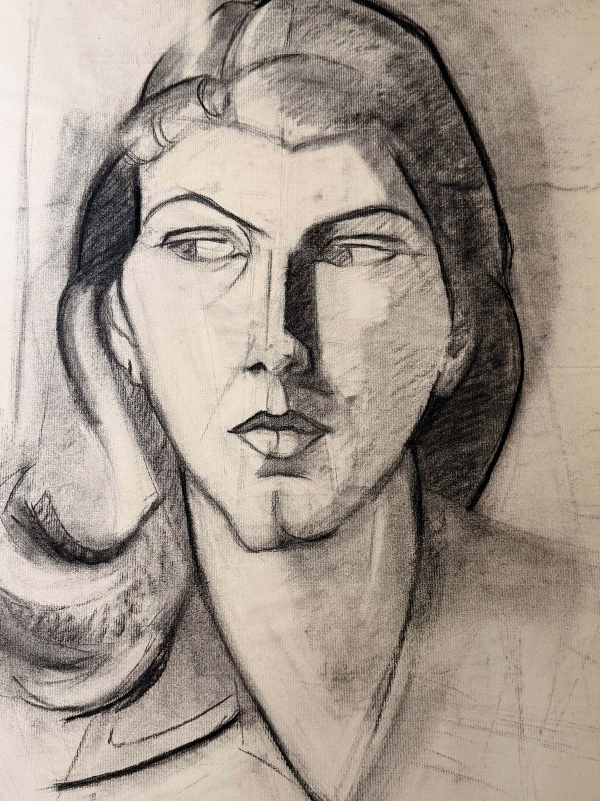 Portrait cubiste de femme, dessin moderniste français, XXe siècle photo for sale