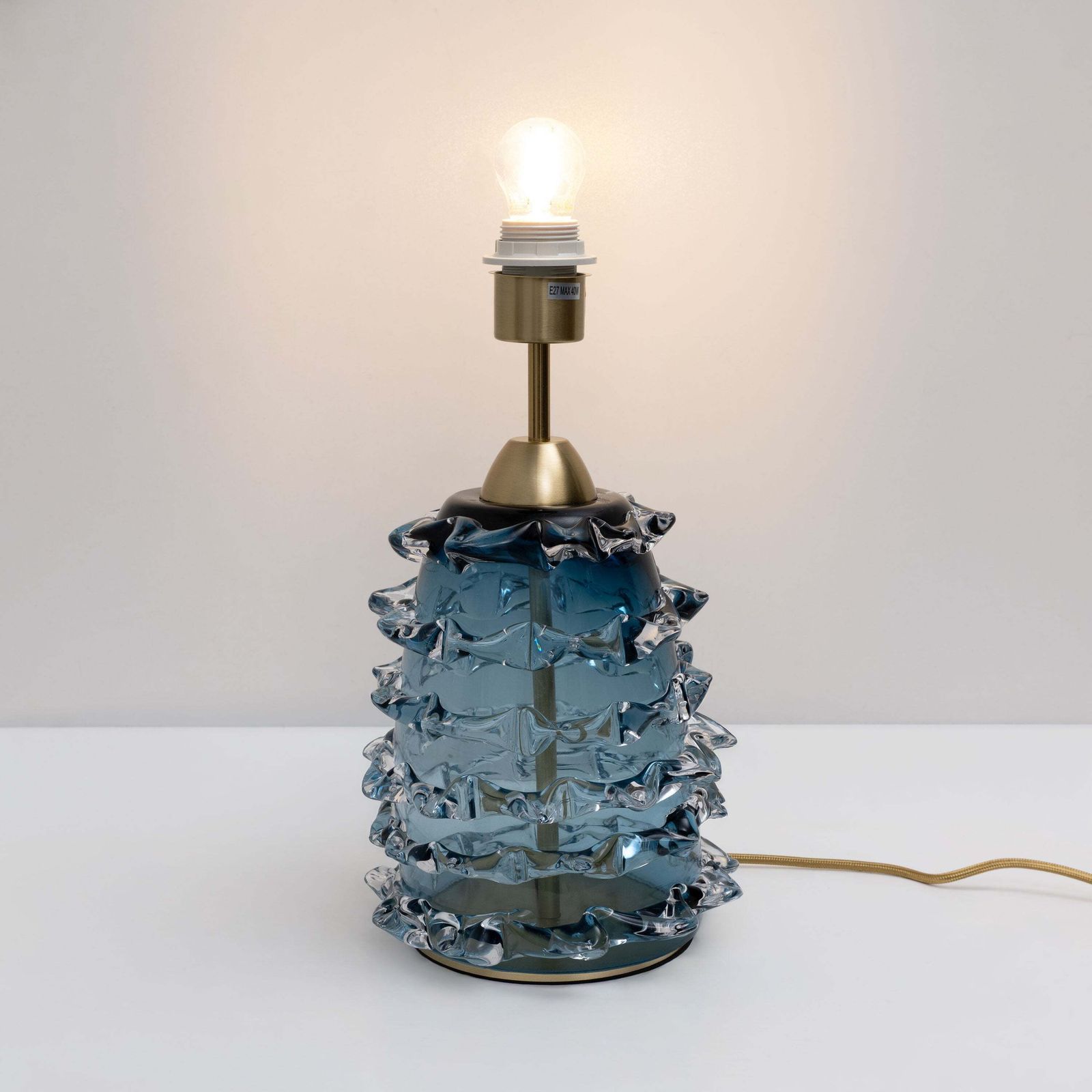 Paar blauwe Rostrato Murano glazen tafellampen photo 3243.0