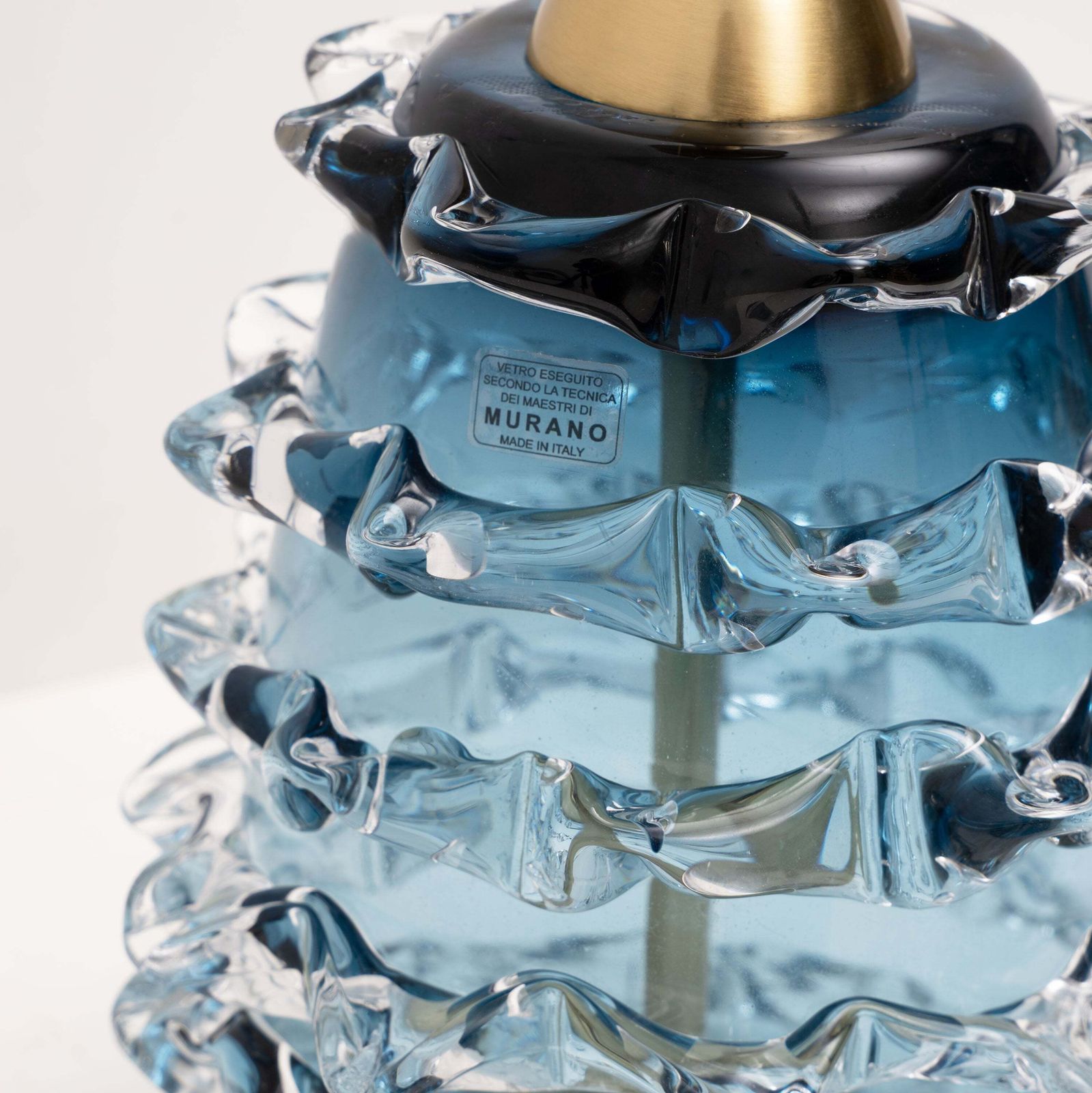 Pair Of Blue Rostrato Murano Glass Table Lamps photo vinterior