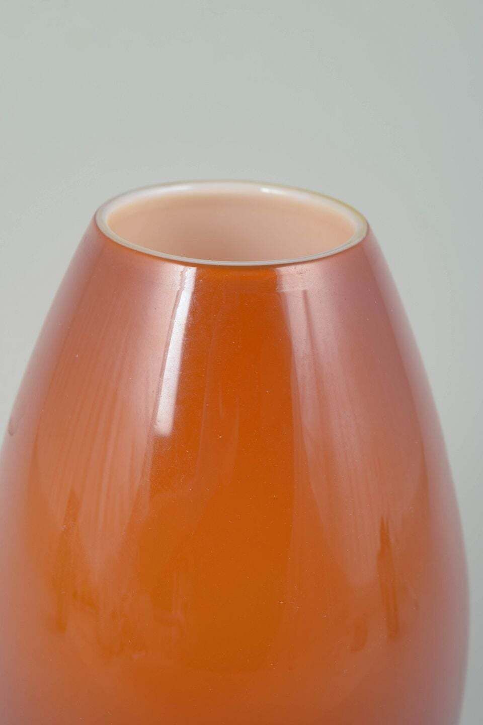 Peter Svarrer For Holmegaard. “Cocoon” Vase In Warm Orange Glass. 20th C. photo for sale