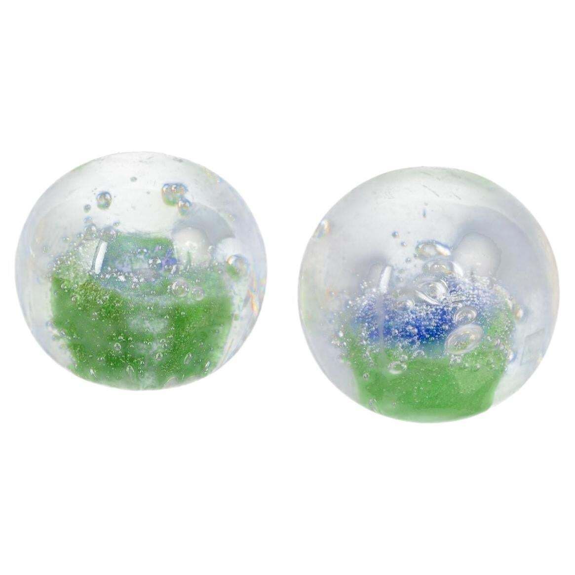 Göran Wärff For Kosta Boda. Two Spherical Paperweights In Art Glass. Late 20th C