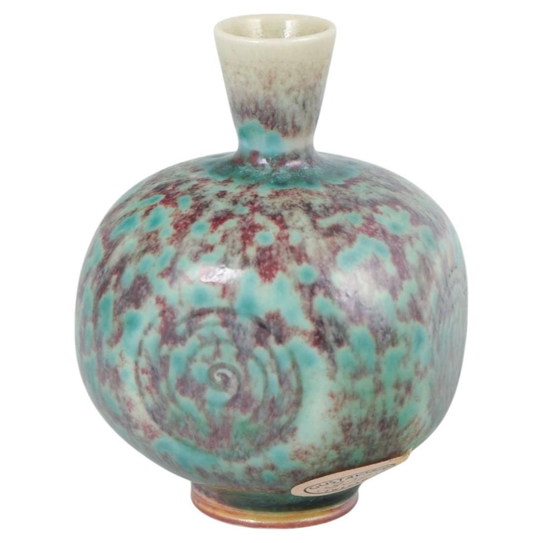 Berndt Friberg For Gustavsberg. Miniature Vase With Hare’s Fur Glaze. Mid 20th C