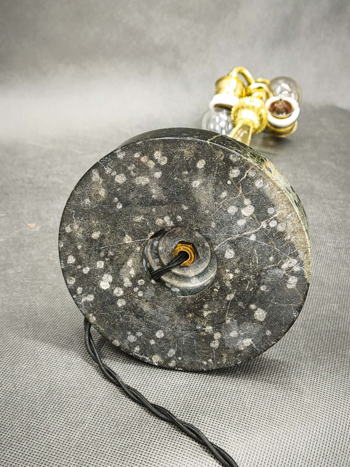 French Art Nouveau Brass, Marble And Opaline Glass Table Lamp, 1920s photo for sale