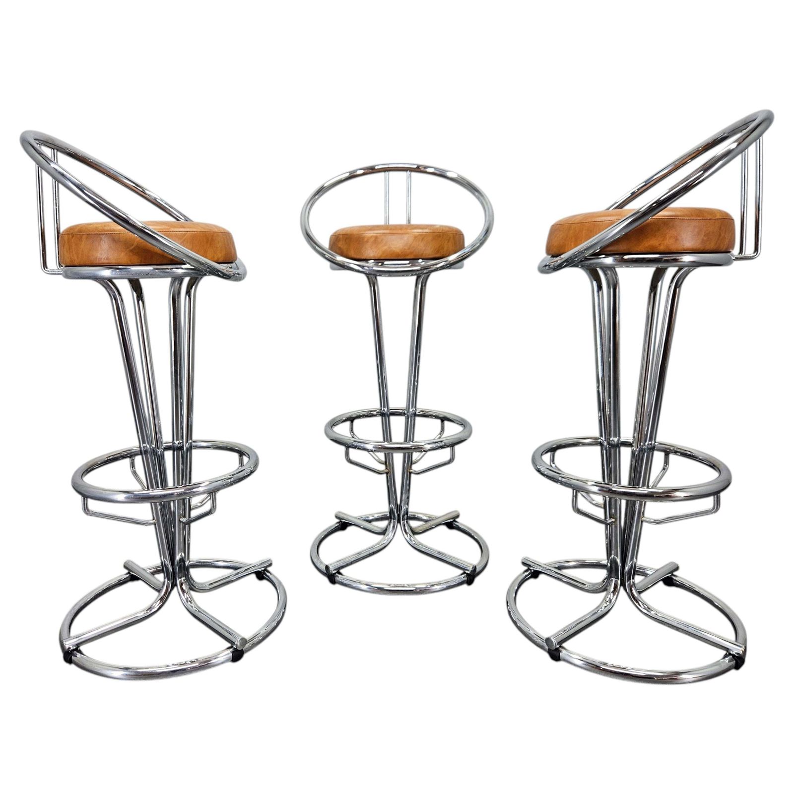 Ensemble de trois tabourets de bar mid-century, Space Age, Italie, 1970.