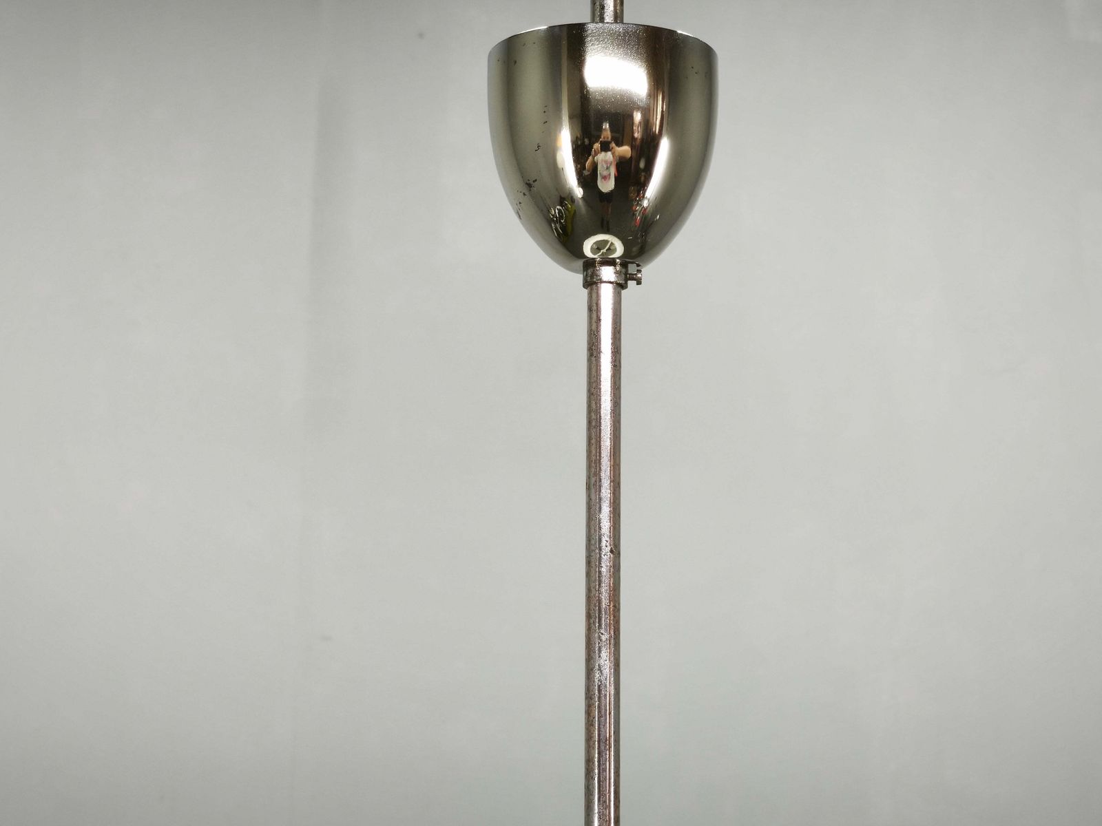 Suspension Bauhaus en chrome et verre, forme UFO, Tchécoslovaquie, années 1930 photo 796.0