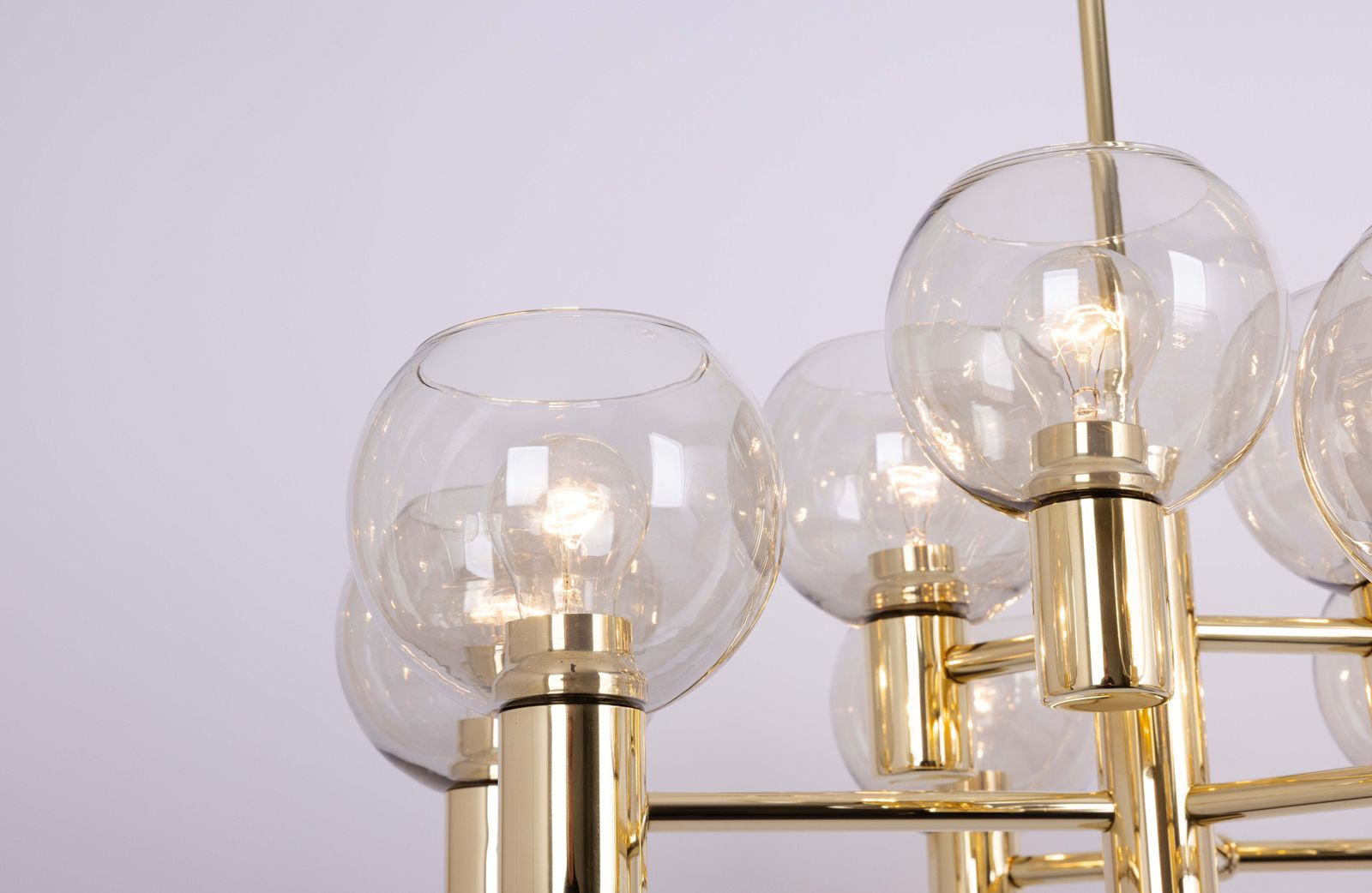 photo for sale Stunning Large Sciolari Style Brass Chandelier, Germany, 1960s