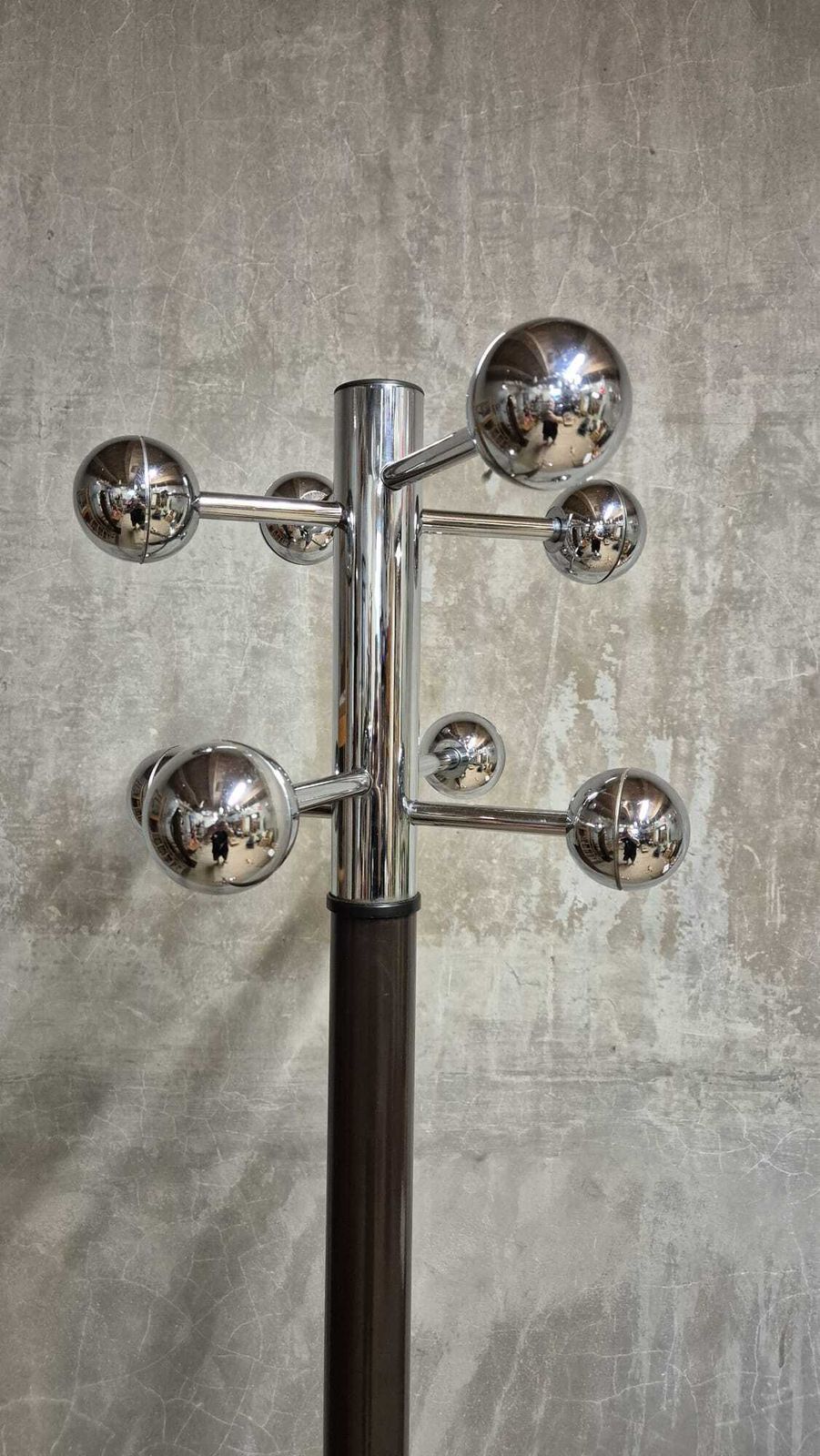 Vintage Kapstok Met Paraplubak, Verchroomd Metaal En Hout, Midden 20e Eeuw, 42 X 175 Cm photo Meubels