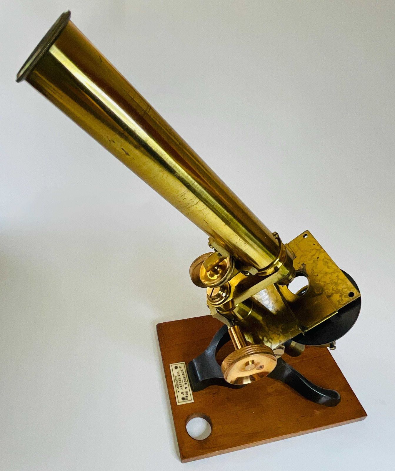 Edwardian Messing Microscoop Set, Compleet Wetenschappelijk Instrument Met Koffer (ca. 1900) photo buy
