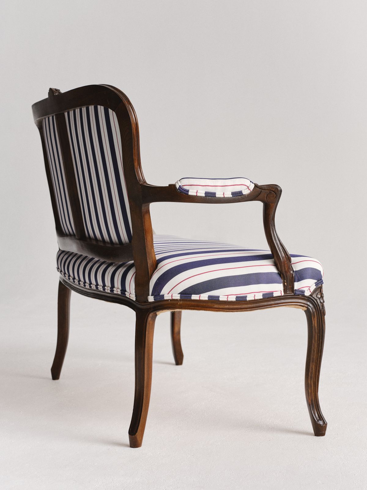 Small Mahogany Settee, Reimagined In With Nothing Underneath Striped Tencel™ Lyocell photo 2450.0