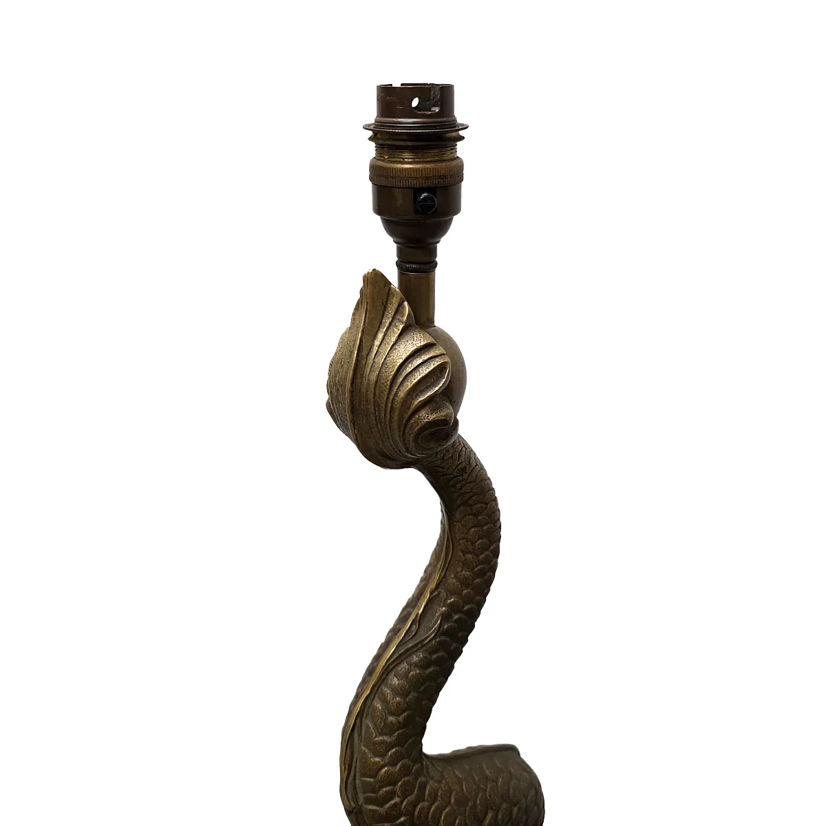 Lampe de table mid-century française en bronze, dauphin, années 1950 photo for sale