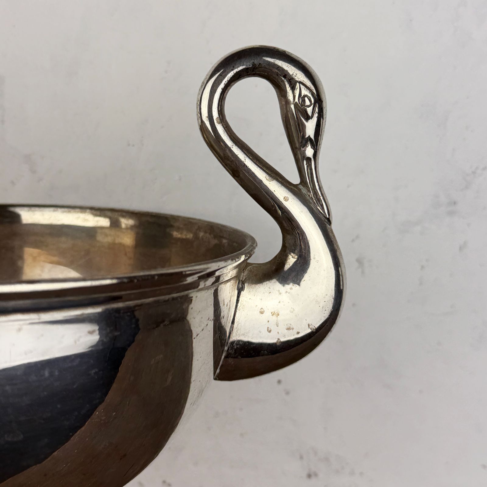 photo for sale Art Deco Swan Centerpiece Pedestal Bowl, Silver Plated Bucket With Swan Handles