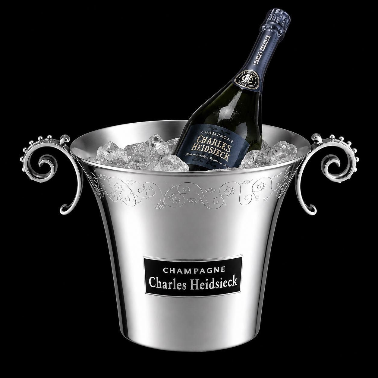 Vintage Charles Heidsieck Champagne Bucket: Pewter Wine Cooler, Bar Decor photo Home Decor