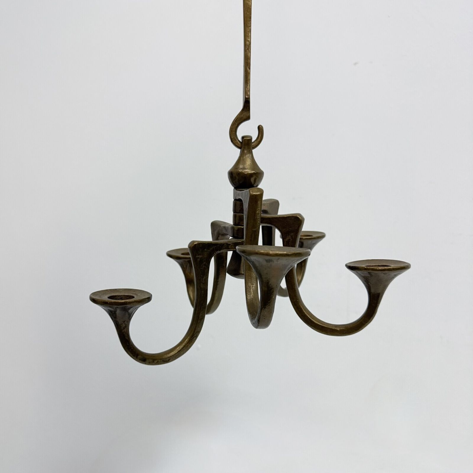 Brutalist bronzen hangende kroonluchter van Michael Harjes, jaren 1970 photo buy