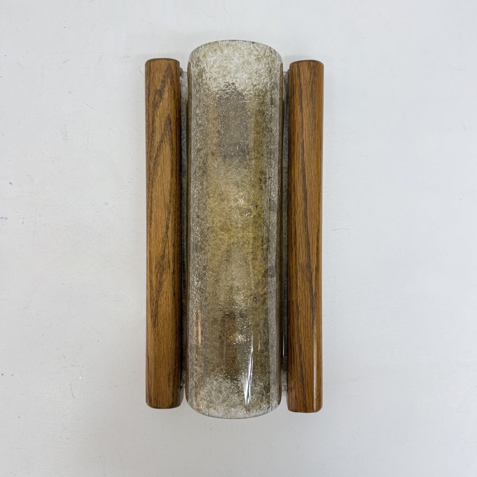 Mid Century Fisher Leuchten Glass Wall Lamp With Solid Wooden Detail , 1970s photo 400.0