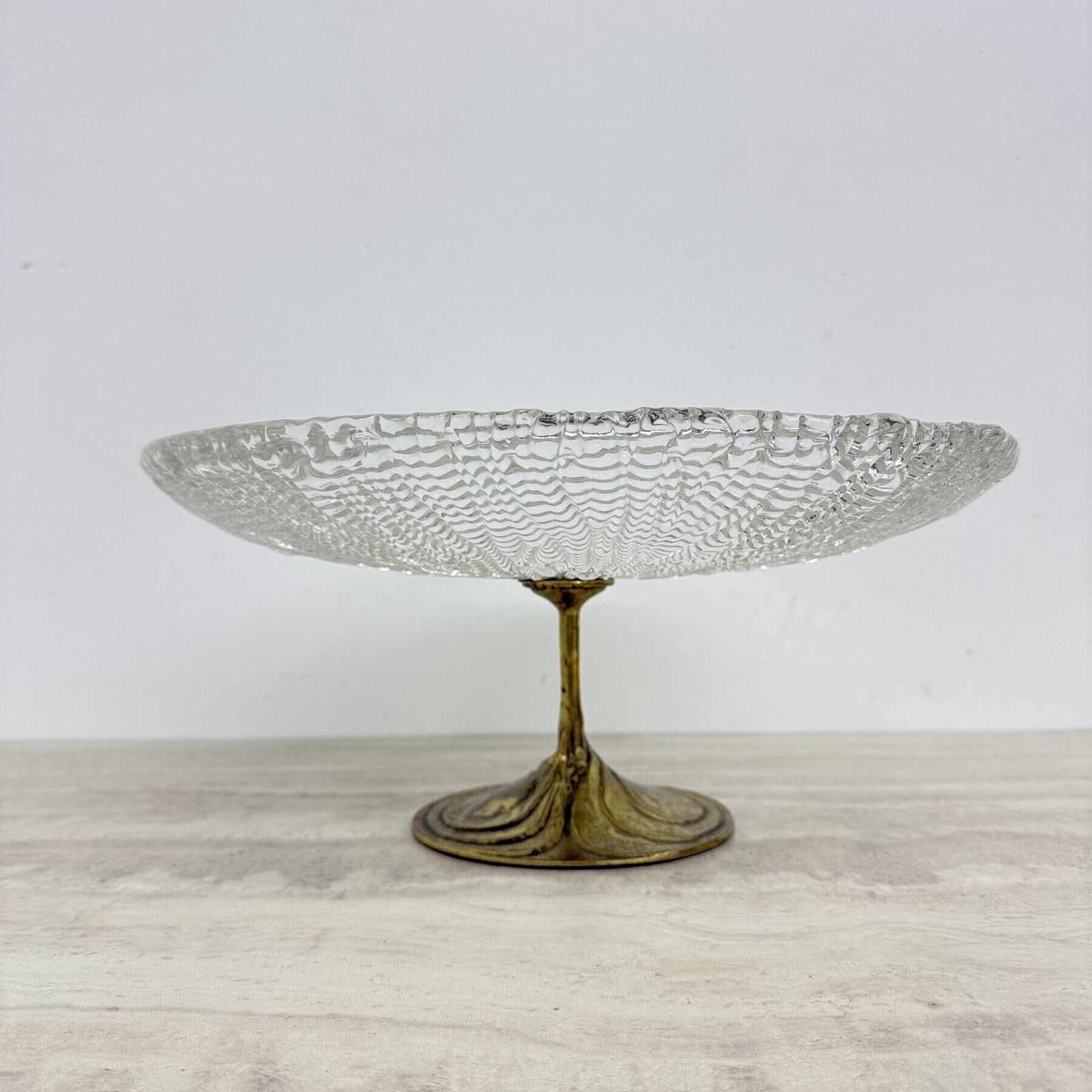 Coupe mid-century modern en cristal et laiton, années 1960 photo 293.0