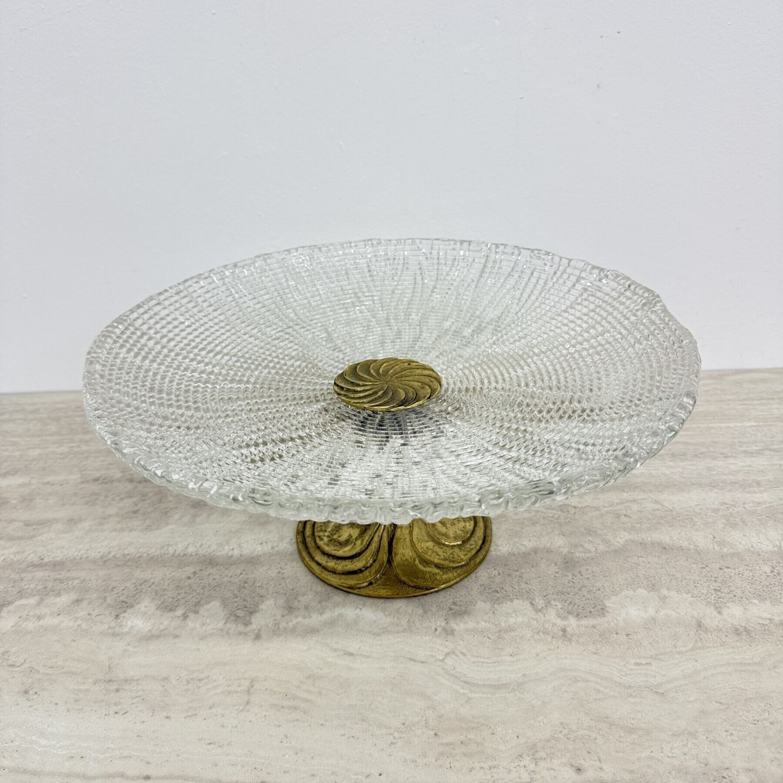 photo buy Coupe mid-century modern en cristal et laiton, années 1960